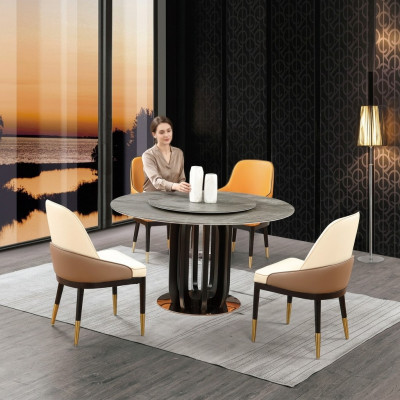 Table ronde Table de luxe Tables Salle à manger Mobilier Colonnes Base Aspect pierre