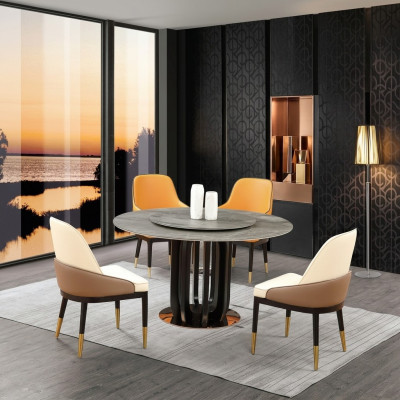 Table ronde Table de luxe Tables Salle à manger Mobilier Colonnes Base Aspect pierre