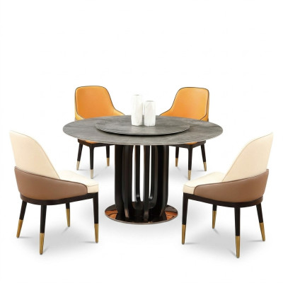 Table ronde Table de luxe Tables Salle à manger Mobilier Colonnes Base Aspect pierre