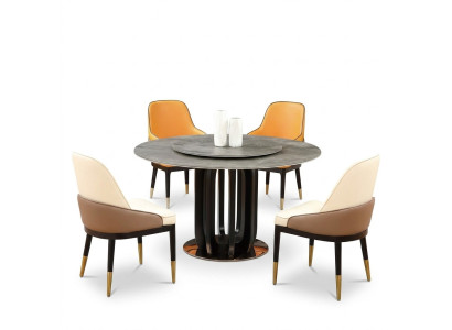 Table ronde Table de luxe Tables Salle à manger Mobilier Colonnes Base Aspect pierre