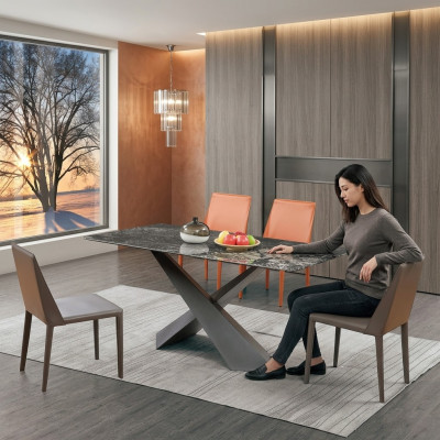 x Jambes Colonnes Table Salle à manger Tables 180x90 Mobilier de luxe en marbre de design
