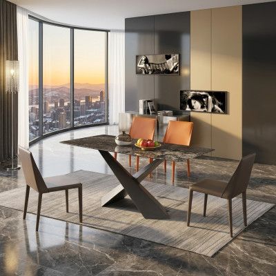 x Jambes Colonnes Table Salle à manger Tables 180x90 Mobilier de luxe en marbre de design