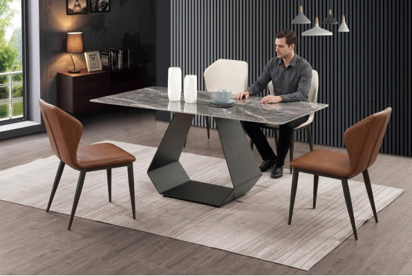 Table à manger moderne Table Tables en marbre 180x90 Salle à manger Mobilier de luxe Design neuf.