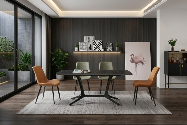 Salle à manger luxe table colonne tables groupe 5 pièces. Ensemble Suite Fauteuil
