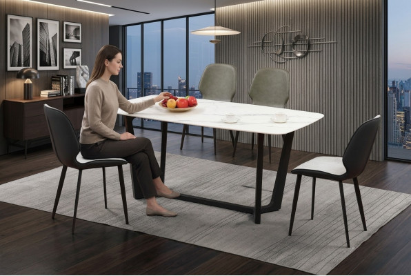 Table de colonne Luxe Tables Salle à manger Mobilier Complet e Suite 5 pièces.