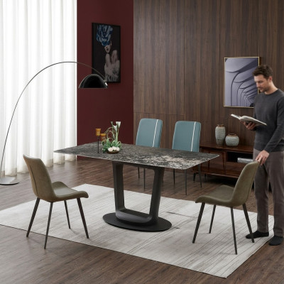 Table de luxe Table à manger Tables Design en acier inoxydable Meubles Salle à manger 180x90