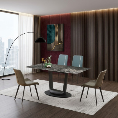 Table de luxe Table à manger Tables Design en acier inoxydable Meubles Salle à manger 180x90