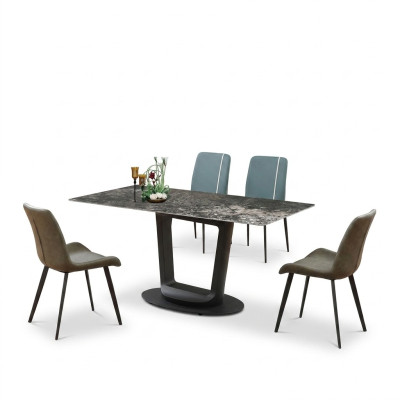 Table de luxe Table à manger Tables Design en acier inoxydable Meubles Salle à manger 180x90