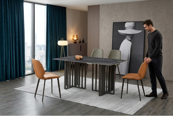 Table Chaise Salle à manger Mobilier Fauteuil Set Suite Groupe Tables 5pcs.