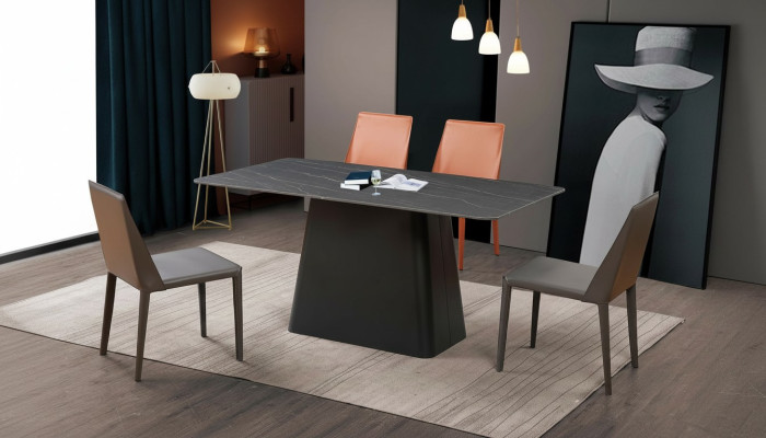 Table à manger moderne Table en bois Design en bois Tables en acier inoxydable Table Salle à manger 180x90