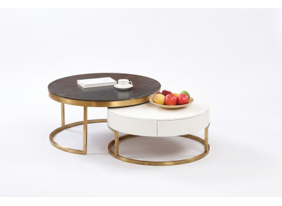 Ensemble de 2 tables basses, table d'appoint, table décorative de designer pour salon.