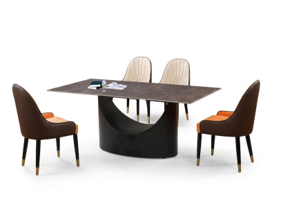 Table de salle à manger de luxe avec pieds en colonnes imitation marbre Mobilier de salle à manger
