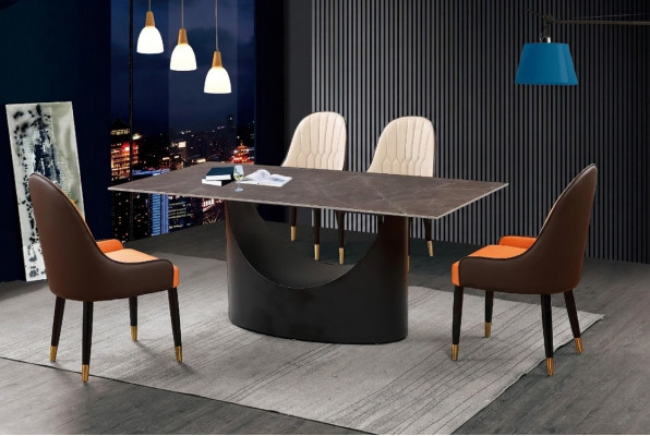 Ensemble de salle à manger de luxe classique Chaise inclinable Table Groupe