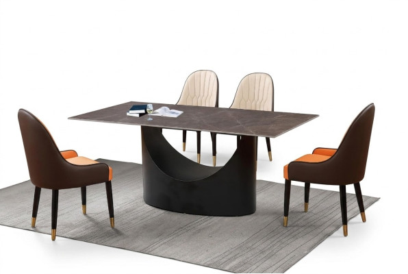 Ensemble de salle à manger de luxe classique Chaise inclinable Table Groupe