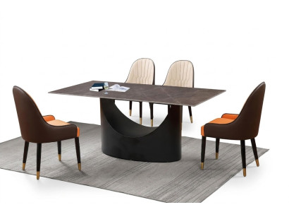 Ensemble de salle à manger de luxe classique Chaise inclinable Table Groupe