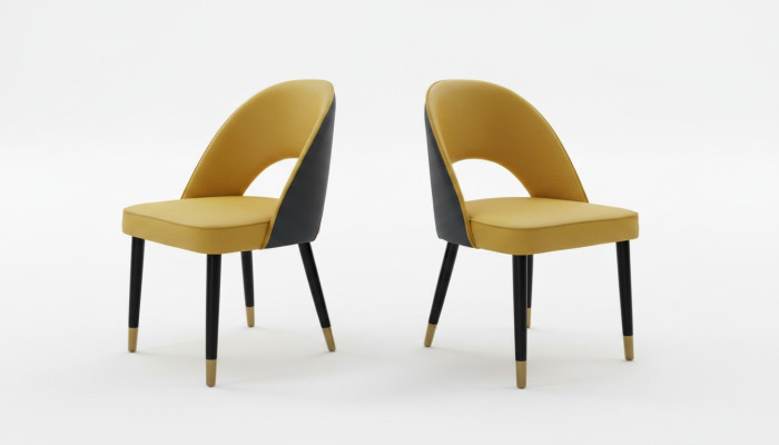Fauteuil Chaise 1x Salle à manger TV Siège Moderne Chaise Rembourrée Jaune