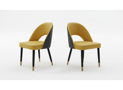 Fauteuil Chaise 1x Salle à manger TV Siège Moderne Chaise Rembourrée Jaune