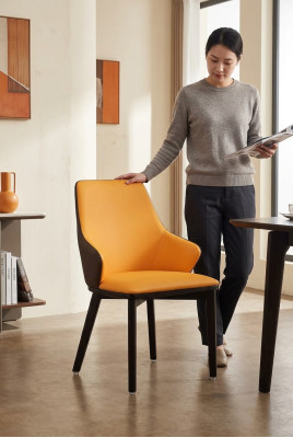 Salle à manger 1x Ensemble de chaises Siège Chaises réelles Rembourrage Lehn Designer Fauteuil en bois