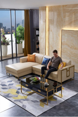 Luxueux Canapé d'angle en cuir de Canapé d'angle Design de luxe Italie