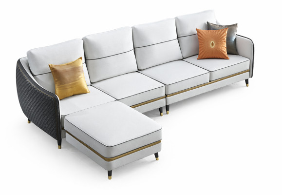 Paysage vivant Canapé d'angle en L Forme Chaise décorative Ensemble Suite Canapé moderne en cuir