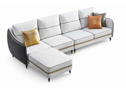 Paysage vivant Canapé d'angle en L Forme Chaise décorative Ensemble Suite Canapé moderne en cuir