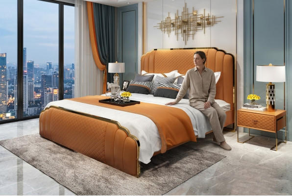 Literie de lit de luxe de conception de rembourrage de lit double de l'hôtel Mariage Chambre de sommeil 180x200cm