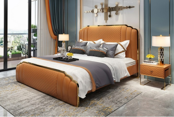 Literie de lit de luxe de conception de rembourrage de lit double de l'hôtel Mariage Chambre de sommeil 180x200cm