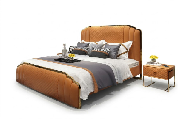Literie de lit de luxe de conception de rembourrage de lit double de l'hôtel Mariage Chambre de sommeil 180x200cm