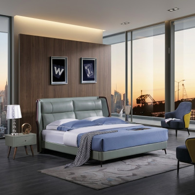 Lit 2x Tables de chevet 3 pièces. Meubles italiens Chambre à coucher Lits Bois Ensemble neuf