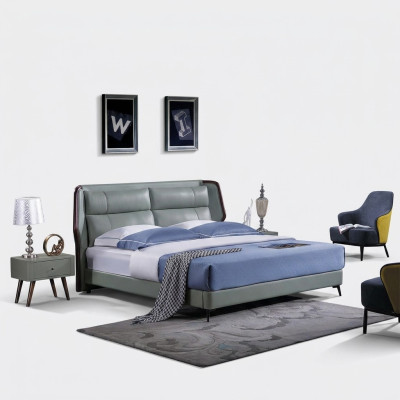 Lit 2x Tables de chevet 3 pièces. Meubles italiens Chambre à coucher Lits Bois Ensemble neuf
