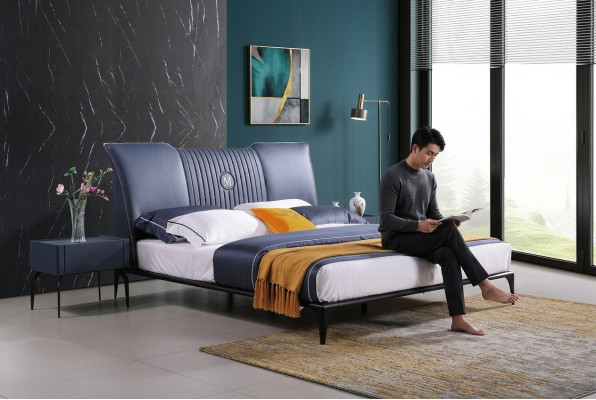 Meubles de chambre à coucher 3 pces. Jeu lit d'hôtel + 2 tables de chevet brillantes Lits Italie