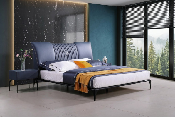 Meubles de chambre à coucher 3 pces. Jeu lit d'hôtel + 2 tables de chevet brillantes Lits Italie