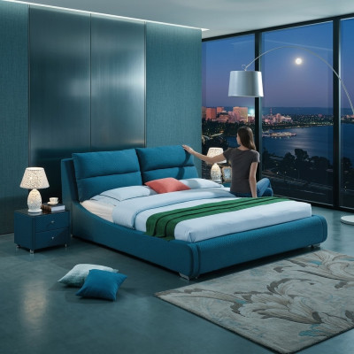 Conception lit en cuir chambre 3 pièces. Ensemble 2x Table de chevet Mobilier de luxe lits