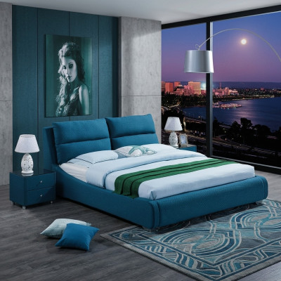 Conception lit en cuir chambre 3 pièces. Ensemble 2x Table de chevet Mobilier de luxe lits