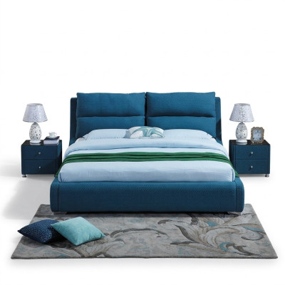 Conception lit en cuir chambre 3 pièces. Ensemble 2x Table de chevet Mobilier de luxe lits