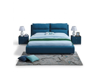 Conception lit en cuir chambre 3 pièces. Ensemble 2x Table de chevet Mobilier de luxe lits