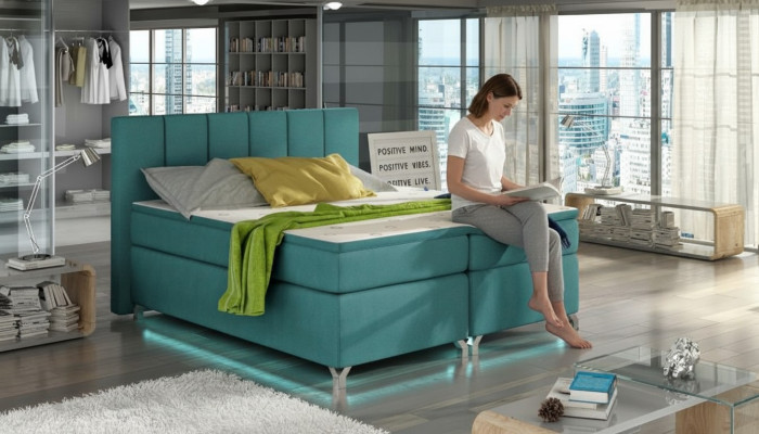 Lit rembourré de designer de luxe Lits Lits Lit Lit Textile Boxspring 180x200 nouveau