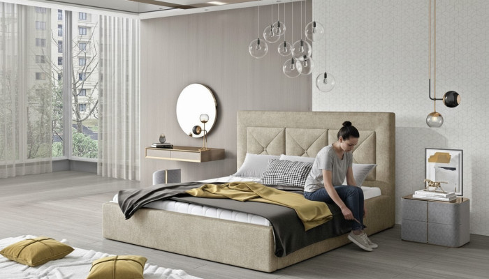 Classique lit moderne Style double lits d'hôtel en bois 220x220 Chambre nouvelle
