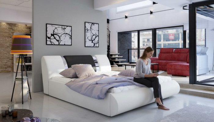 Lit box spring de luxe noir blanc Lits Mobilier de chambre Double Design Hôtel