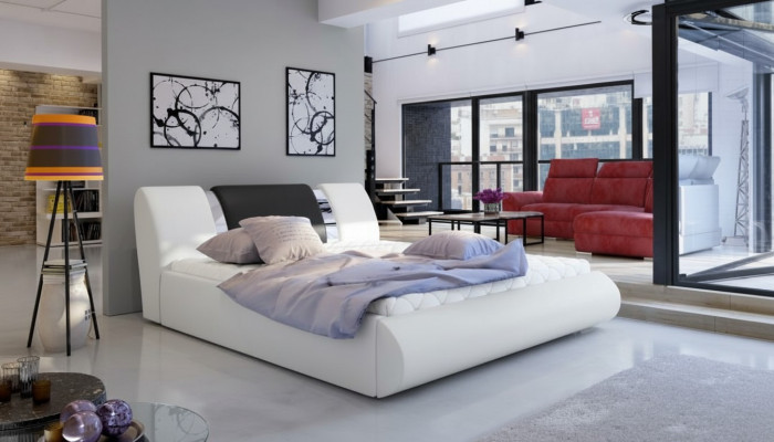 Lit box spring de luxe noir blanc Lits Mobilier de chambre Double Design Hôtel