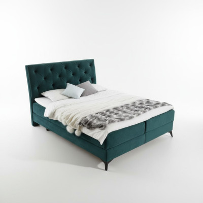 Lit Box Spring de luxe en tissu Hôtel Vert Lits Chambre Mobilier Design Velours neuf