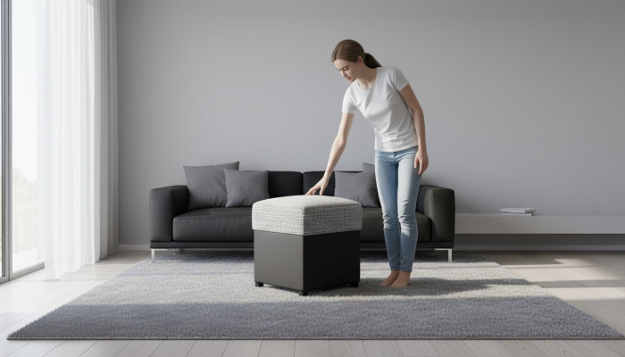 Tabouret de luxe conçu, siège rembourré en tissu, côté relaxation, canapé banc.