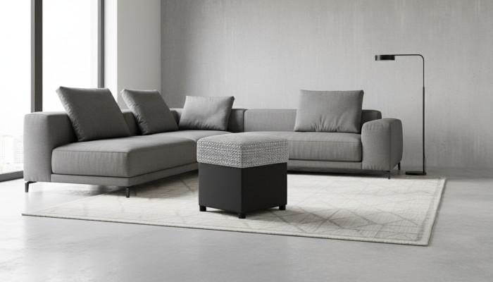 Tabouret de luxe conçu, siège rembourré en tissu, côté relaxation, canapé banc.