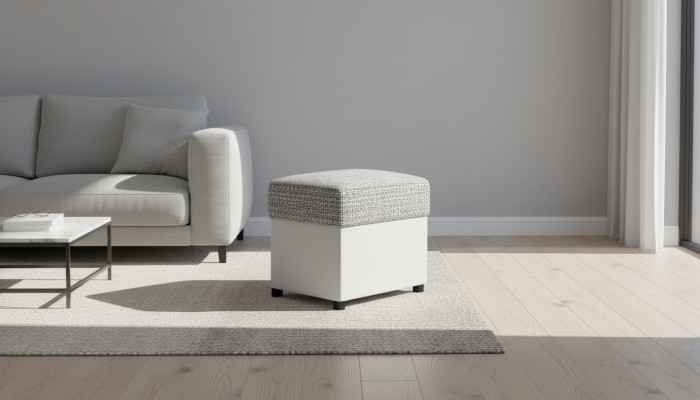 Tabouret Tabouret rembourré étagère pour les pieds Meubles Bancs de salon Siège Textile Gris