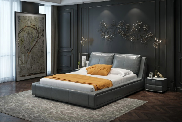 Lit de designer de luxe double en cuir de l'hôtel en métal Nouvelle chambre de sommeil double