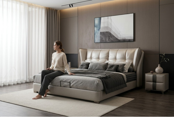 Chambre grise Lits Rembourrage Lit Chesterfield Mobilier Italien