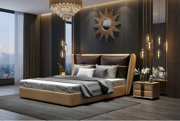 Luxueux hôtel de designer, chambre à coucher, literie, lits doubles.