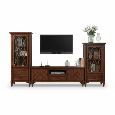 Meuble mural bahut design 2x armoire meuble TV bahut bas bahut 3 pièces. Set vitrine
