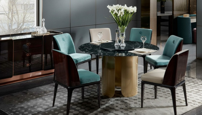 Ensemble de chaises Salle à manger Bleu clair Chaise 4x Fauteuil Design moderne Meubles de luxe Chaises