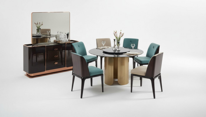 Chaise Bleu Salle à manger Moderne Chaises Design Mobilier Luxe Designer Ameublement neuf